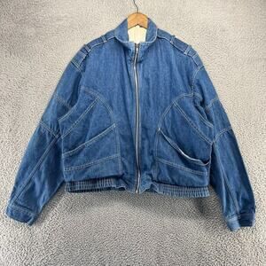 Vintage Flying Aces Jacket Men's XL Blue Denim Bomber Zip Flight Pockets 90s